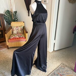 PREMIER AMOUR Design Black Satin Jumpsuit! Any Special Occasion! Excellent cond!